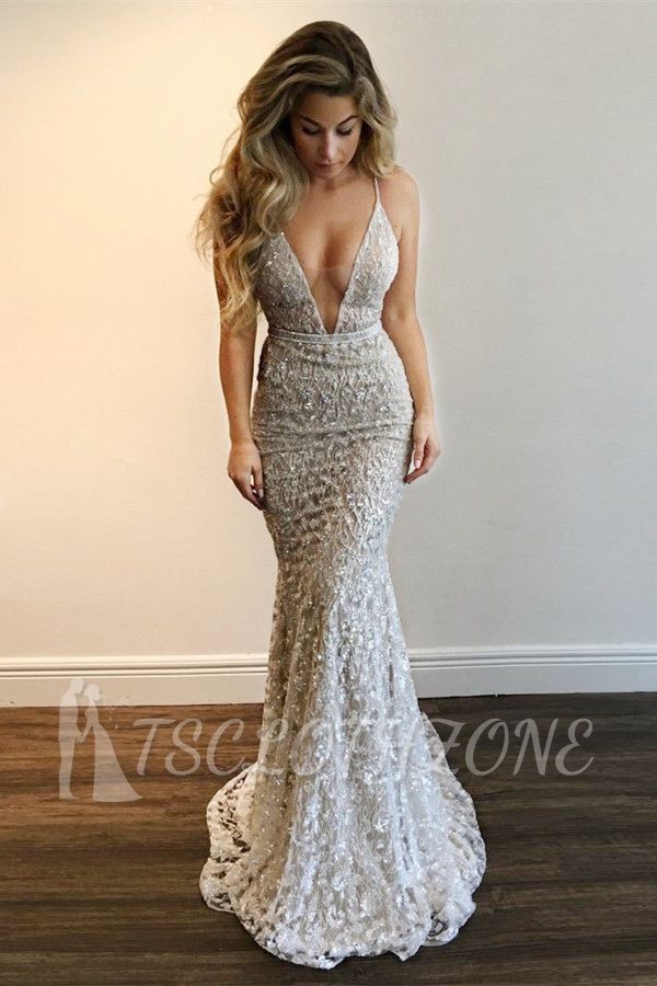 Gorgeous V-Neck Prom Dress | Lace Mermaid Evening Gowns BA9393