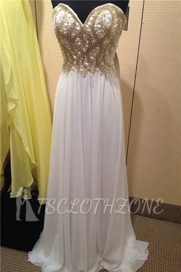 Sweetheart Chiffon Crystal 2022 Evening Dresses Beading Sequined Glorious Perom Gowns
