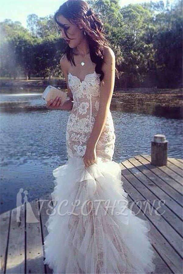 2022 Ruffles Tulle Lace Prom Dresses Sweetheart Sheath Evening Dress