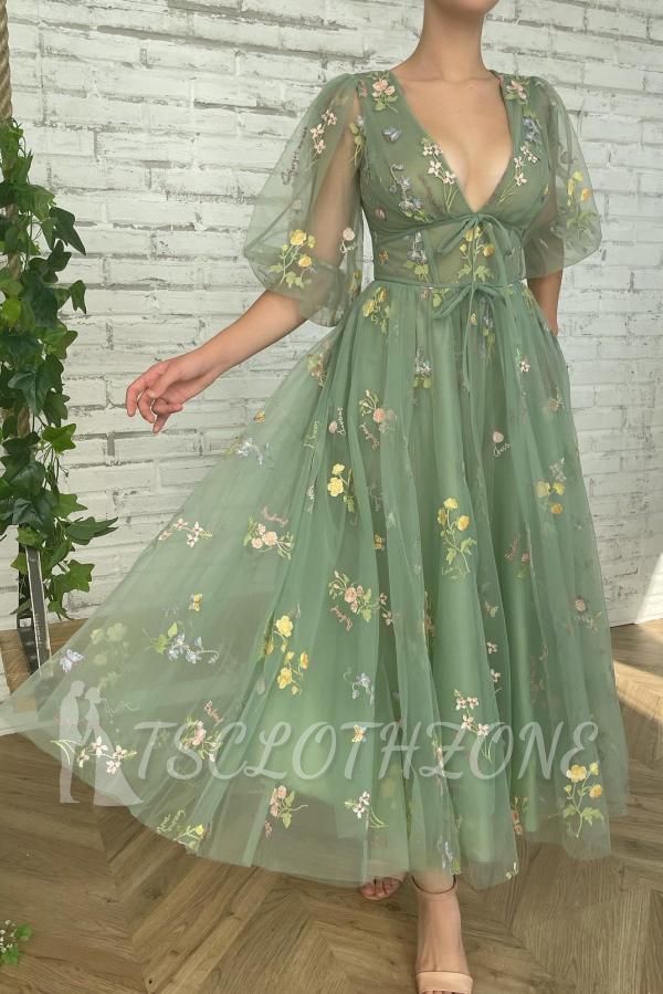 Green Cocktail Dress With Sleeves | Short Prom Dresses Online