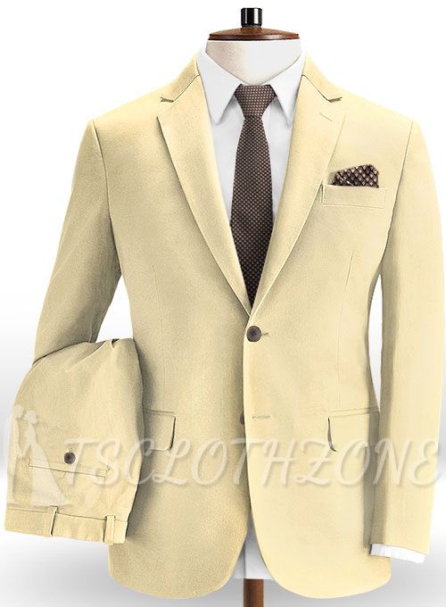 Spring and summer day khaki suit flat collar suit | two-piece suit