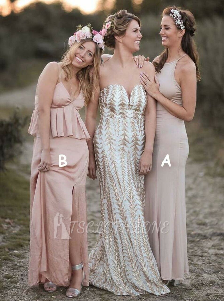Pink Spandex Sheath Ankle Length Bridesmaid Dress