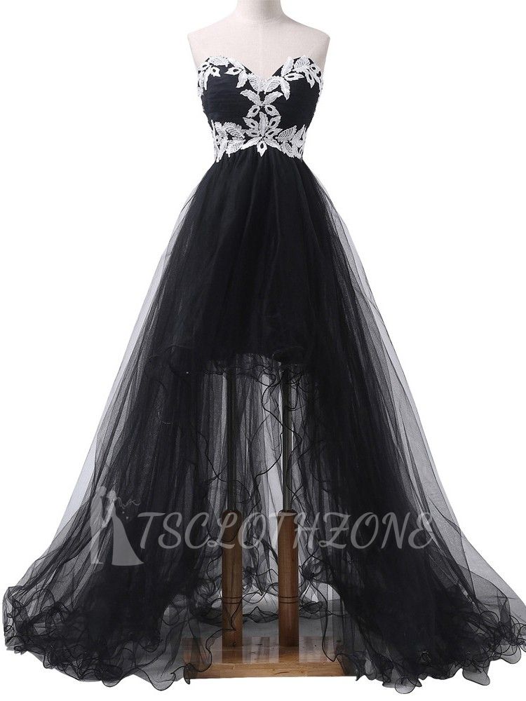 New Arrival A-Line Sweetheart Evening Gowns Black Lace Applique Party Dresses
