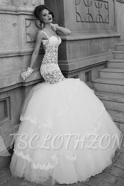 New Style Mermaid Tulle Wedding Dresses 2022 Lace Open Back Sleeveless Bridal Gowns