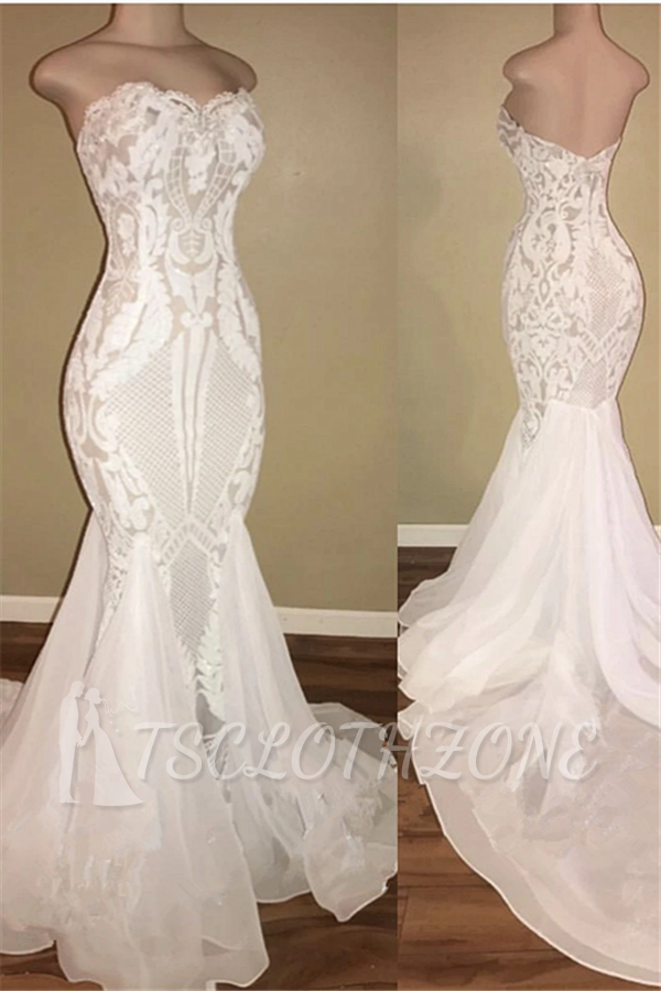 Different Sweetheart Mermaid White Summer Wedding Dresses on Sale