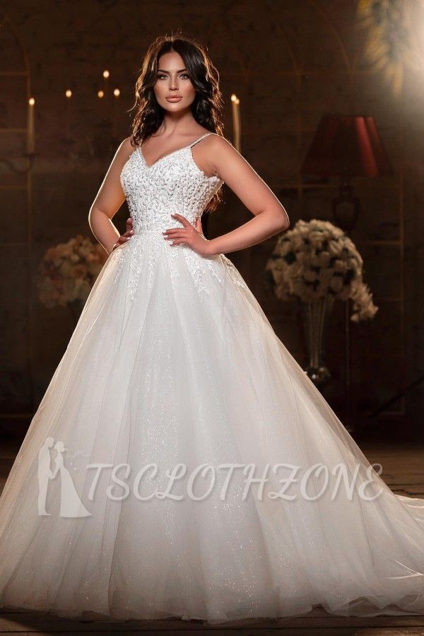 A-line sweetheart White wedding dress