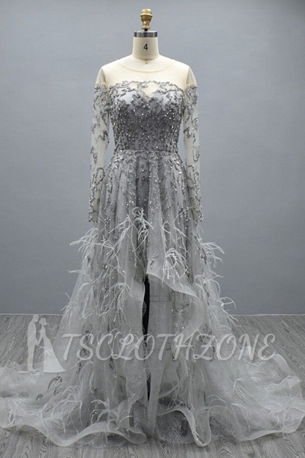 Designer Evening Dresses With Sleeves | Prom dresses long glitter