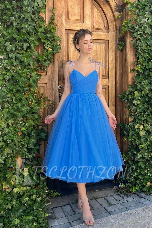 Sweetheart Blue Tulle Short Prom Dresses
