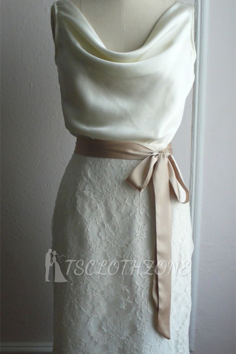 Weißes knielanges Hochzeitskleid mit Bowknot Günstiges Brautjungfernkleid in Übergröße