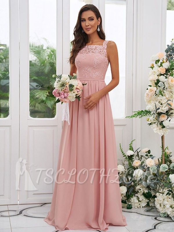 Beautiful Long Dusky Pink Lace Evening Dress | Lace Sleeveless Prom Dress
