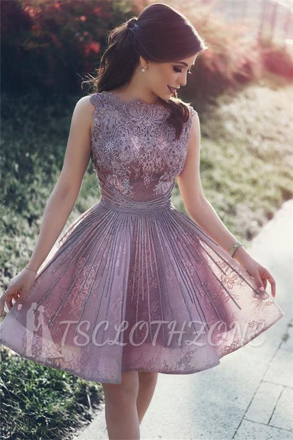 Lace Appliques Open Back Sexy Homecoming Dresses Short Hoco Dresses Online