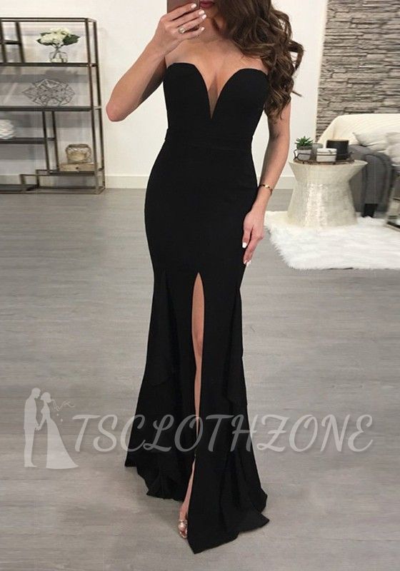 Sexy Black Sweetheart Evening Dress | 2022 Mermaid Prom Dress With Slit