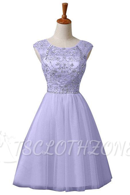 A-Line Cute Tulle Crystal Beading Short Homecoming Dress