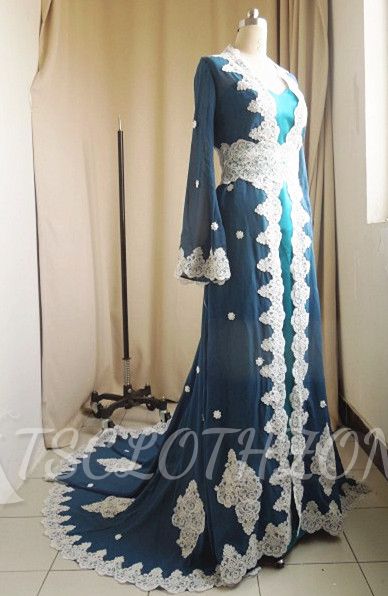 Wunderschöne Applikationen Chiffon Kleider für die Brautmutter Langarm Plus Size Abendkleider