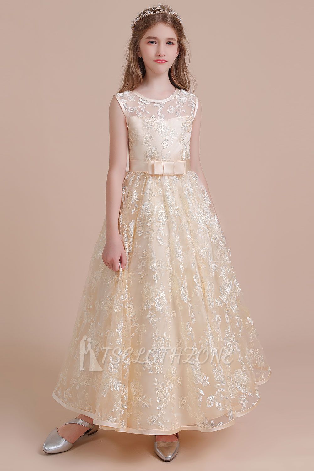 Discount Tulle A-line Flower Girl Dress | Charming Lace Little Girls Pegeant Dress Online