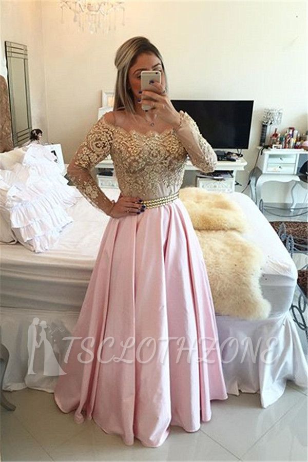 Sparkly Beading Lace Prom Dress Long Sleeve Lace Formal Occasion Dress