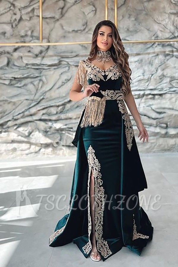 Gorgeous Long Green Velvet Prom Dress | Cheap Velvet Evening Dresses