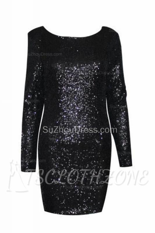 Sexy Mini Sequined Long Sleeve Homecoming Dresses Open Back Popular Fitted Custom Made Popular Evening Dresses
