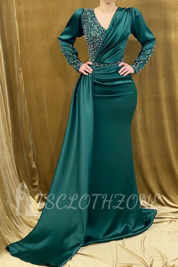 Beautiful Evening Dresses Long Green | prom dresses with sleeves