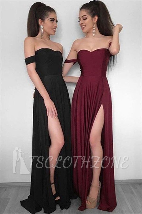 Off The Shoulder Sexy Split Formal Dresses | Cheap Long Strapless Evening Dresses 2022