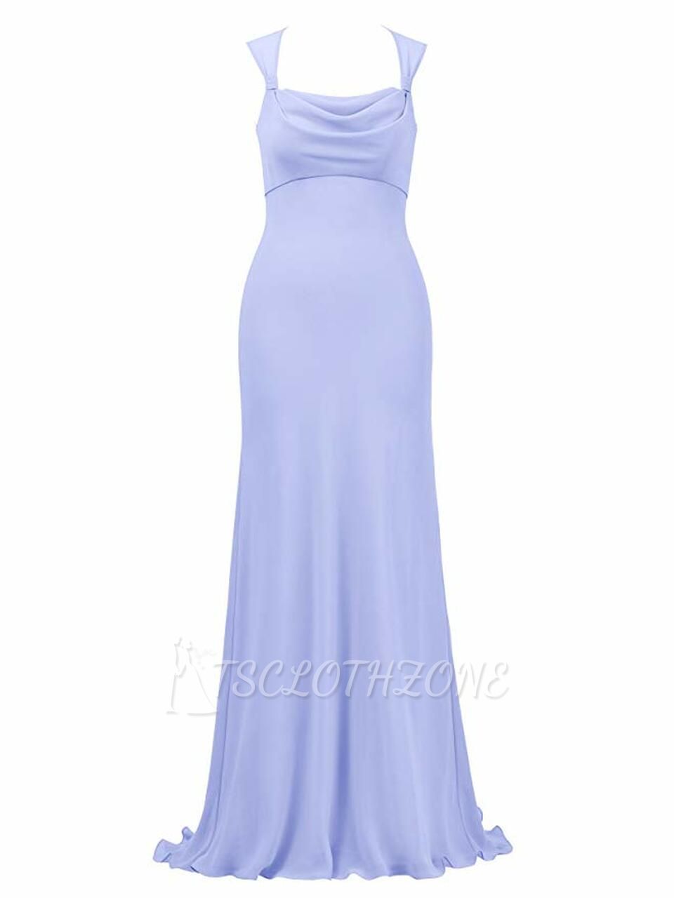 Lilac Long  Square Neck Evening Dress Chiffon Bridesmaid Dress