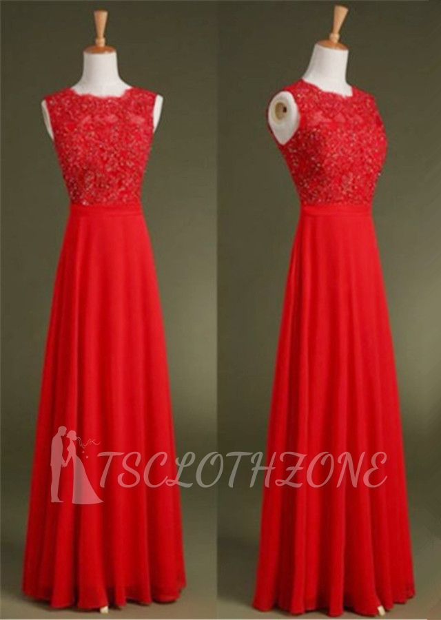 Rotes Chiffon- langes Abschlussball-Kleid mit Beadings Neue Ankunfts-nach Maß Tüll-Kleider für besondere Anlässe