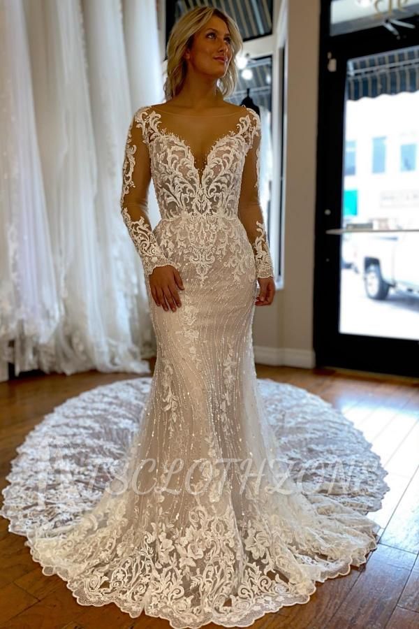 Luxury wedding dresses with sleeves | Wedding dresses mermaid lace