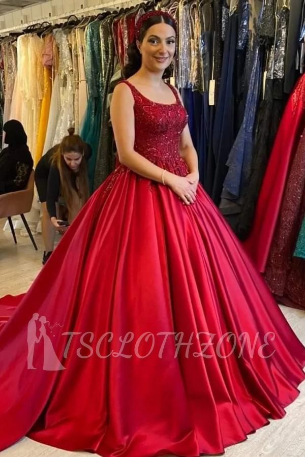 Prinzessin Brautkleider Rot | Brautkleider aus Satin mit Spitze
