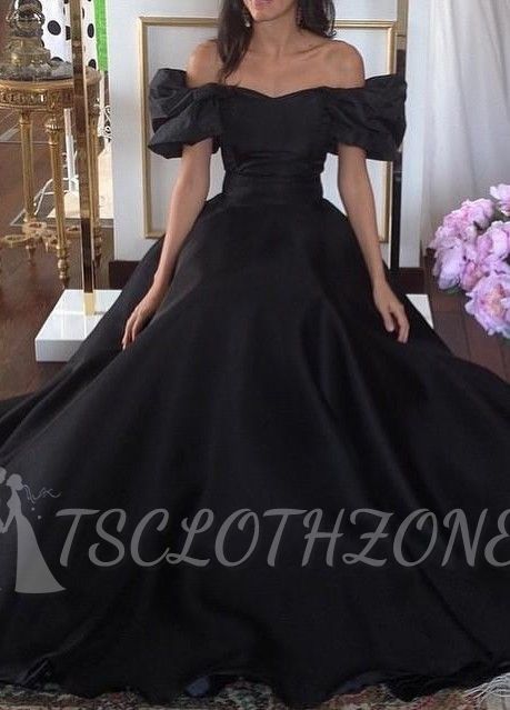 Vintage 1950s Ball Gown Evening Dress Off The Shoulder Black Prom Dress 2022