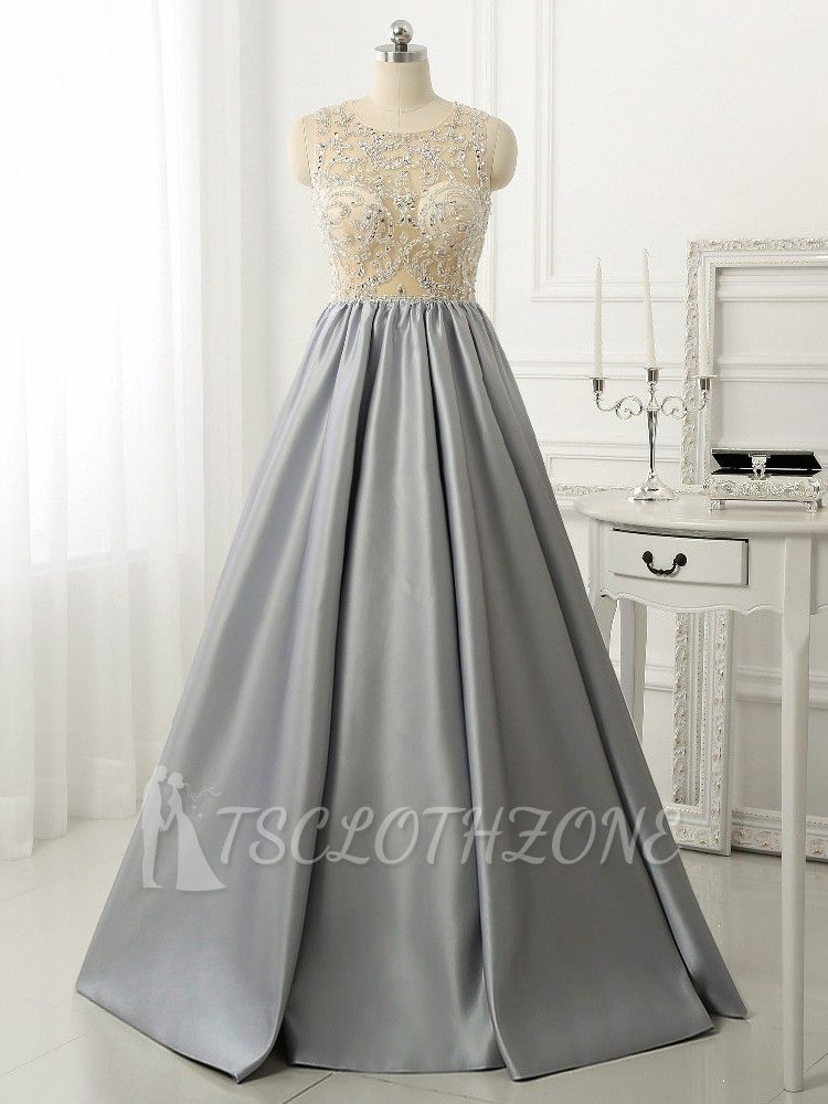 A-line Crystal Sleeveless Evening Dresses New Arrival Floor Length 2022 Prom Gowns