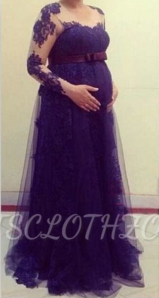 Nww Arrival Tulle Long Sleeve Maternity Dress Empire Lace Plus Size Baby Shower Dresses BA5331