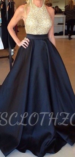 New Arrival Halter Beading Prom Dress Latest A-Line Sweep Train Formal Occasion Dress