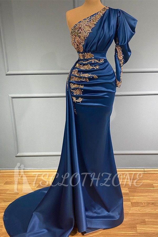 Elegante Abendkleider Blau | Abendkleider lang glitzern