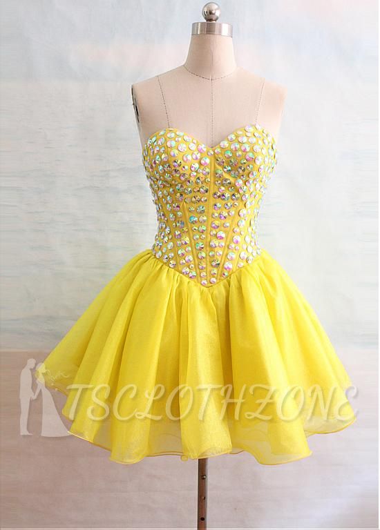 Latest Crystal Sweetheart Short Homecoming Dress Popular Lace-Up Mini Special Occasion Dresses