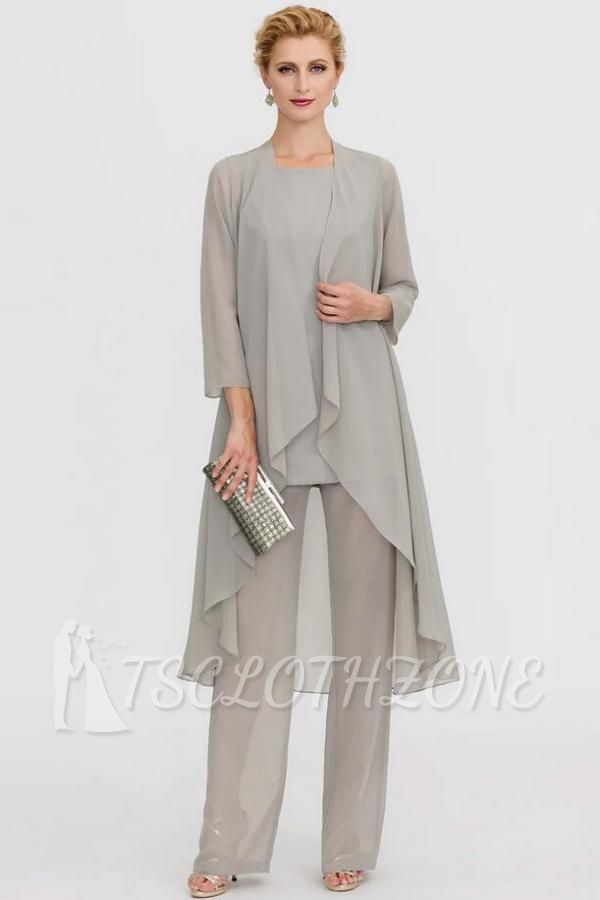 Pantsuit 3 Piece Suit Mother of the Bride Dress Plus Size Floor Length Chiffon