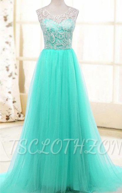 Lace Sweep Train Lovely Long Prom Gowns with Full Mesh 2022 Evening Dresses