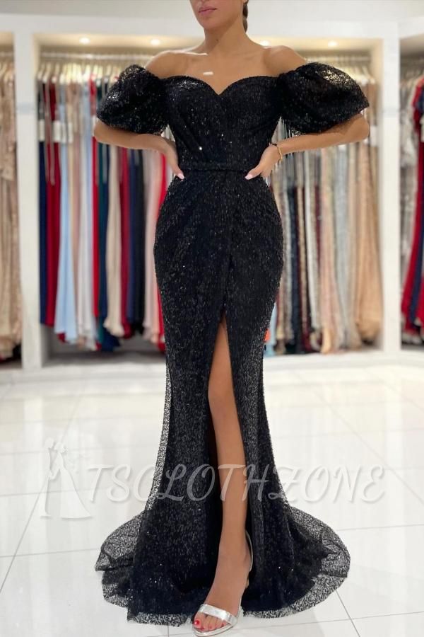 Black Sleeve Long Sequin Evening Dress | Cheap Prom Dresses
