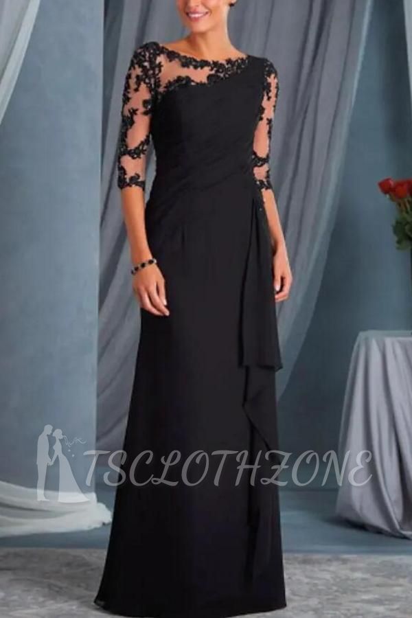 Elegant Black Half Sleeves Mother of the Bride Dress