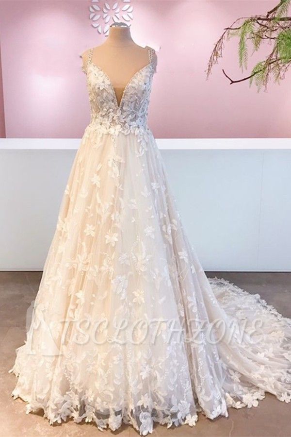 Brautkleider eine Linie Spitze | Brautkleid online kaufen
