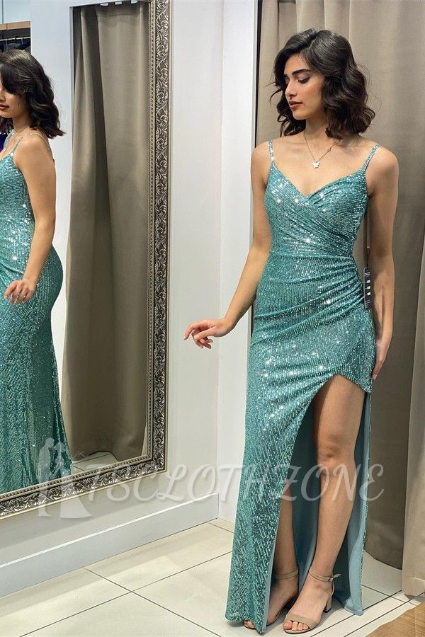 Green Long Glitter Evening Dresses | Prom dresses cheap