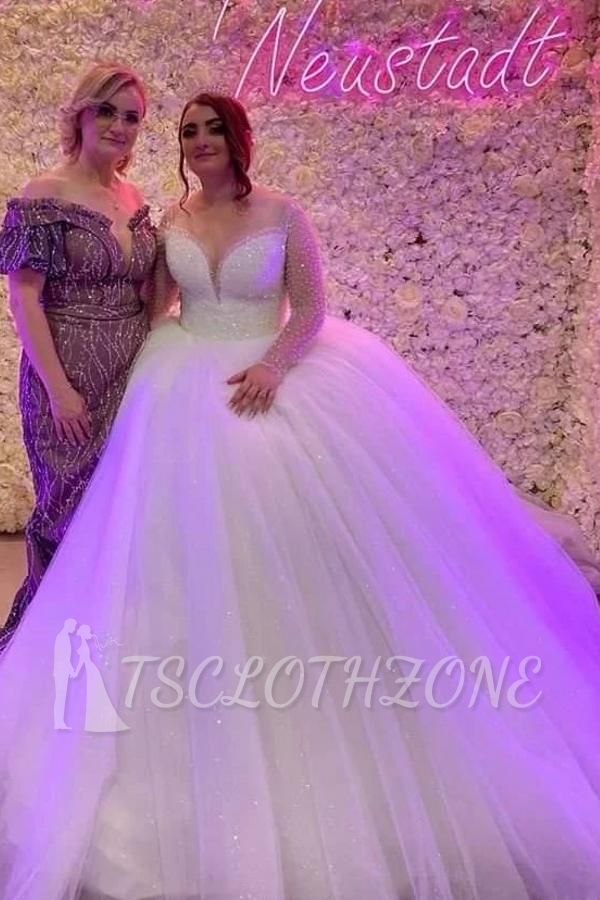 Elegante Sweetheart Long Sleeve Ball Gown Tulle Wedding Dresses