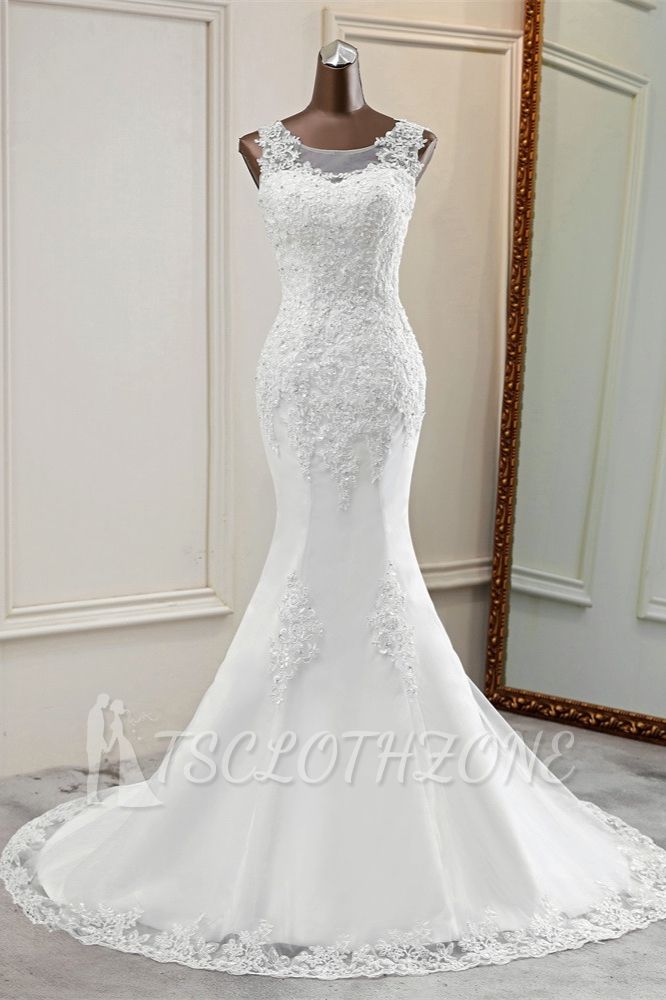 TsClothzone Stunning Jewel Sleeveless White Brautkleider White Mermaid Beadings Brautkleider