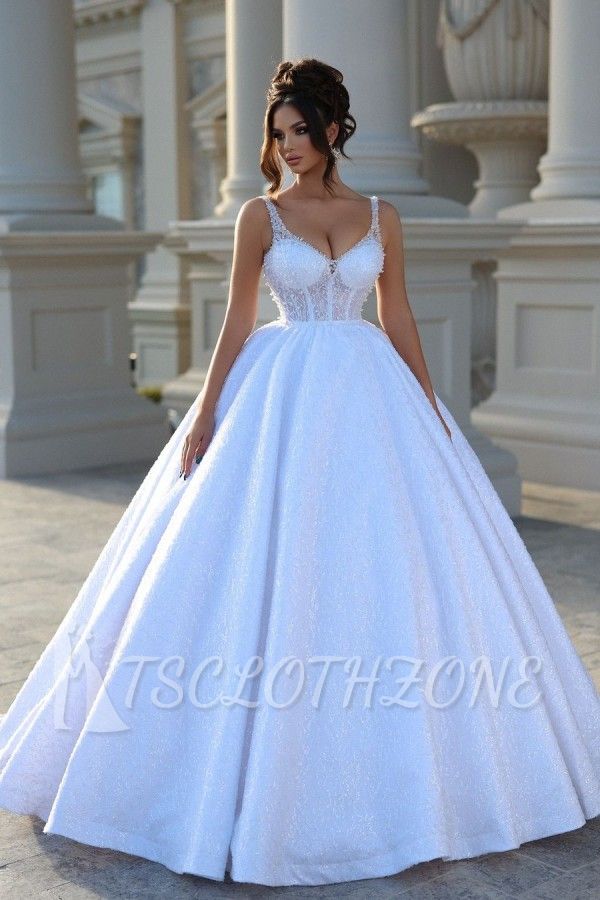 Modern Wedding Dresses With Glitter | Wedding dresses A line satin