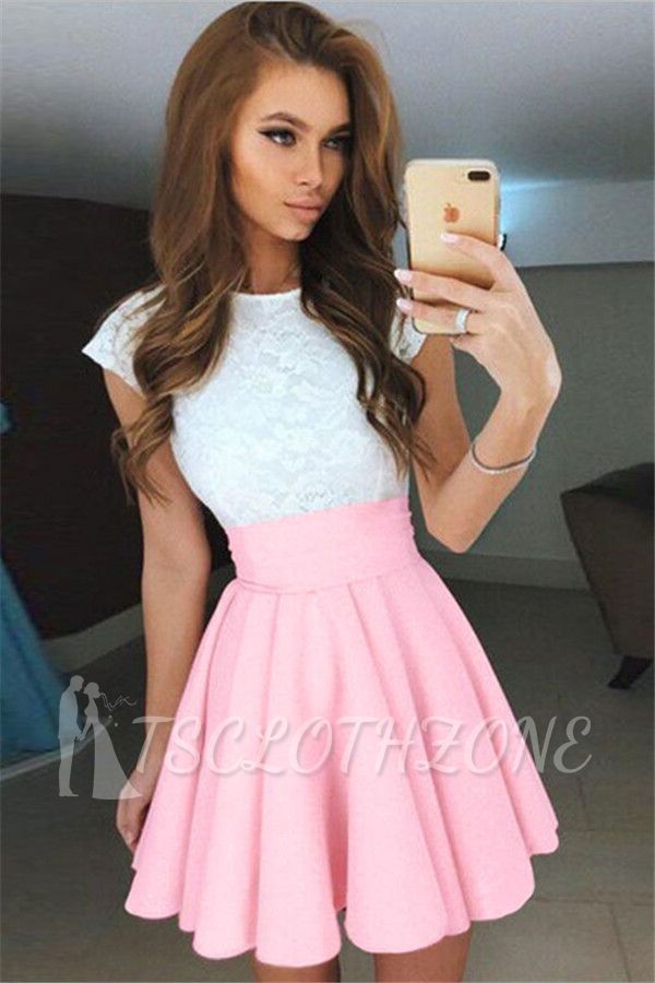 2022 Cheap Cap Sleeves Lace Lovely Online Mini Homecoming Dresses