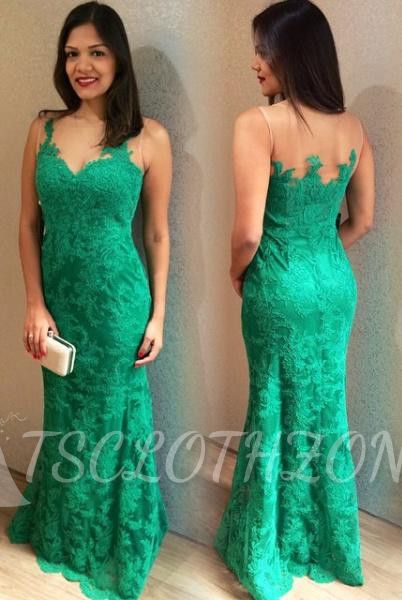 Mermaid Sleeveless Floor Length Evening Dress Formal Elegant Lace Prom Dress 2022