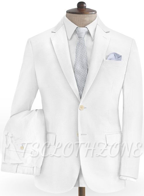 White Slim Chino Suit 2 Piece Set