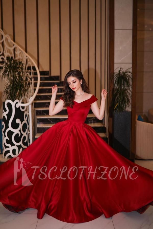 Elegant Red Long A-Line Evening Dress | Dreamy Wide Strap Prom Dress