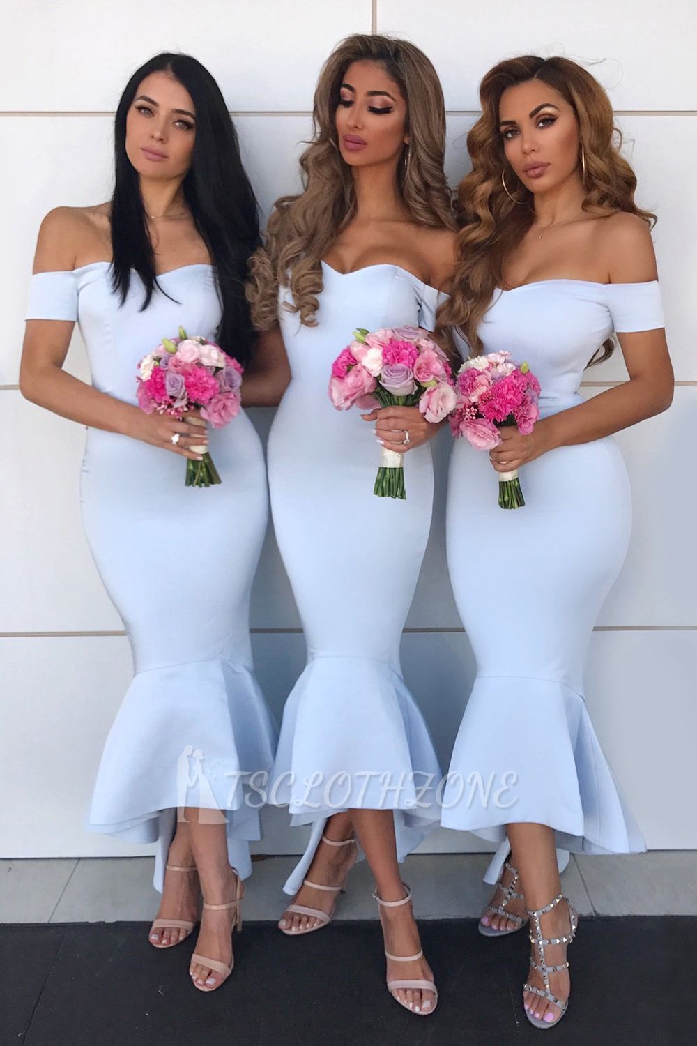 Sexy Open Back Sweetheart Neckline Meimaid Bridesmaid Dresses |Off-shoulder Ankle Length Wedding Party Gowns