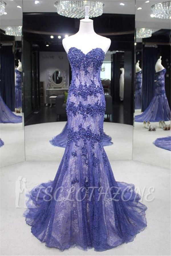 Sweetheart Purple Sexy 2022 Evening Dresses Lace Appliques Prom Dress with Beads