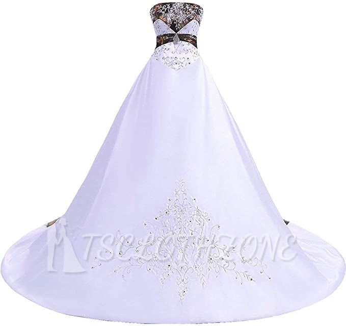 White Ball gown bodice Wedding dress with court train
